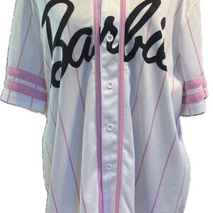 Barbie Button Down Jersey - White and Pink size large